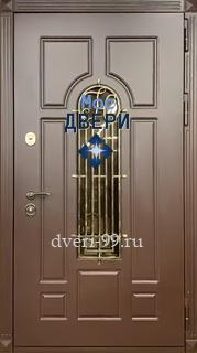 Входная Дверь с МДФ и стеклом с ковкой №64