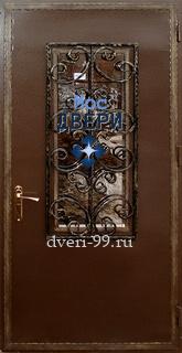 Уличная дверь стальная Дверь со стеклом и ковкой, с порошковым напылением №12