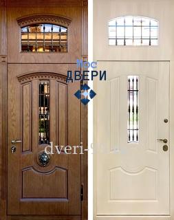 Входная дверь Дверь маталлическая с МДФ шпон с верхней вставкой №34
