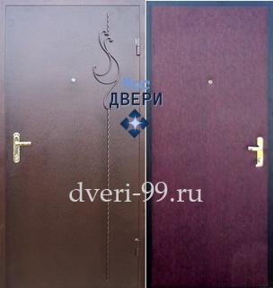 Уличная дверь стальная Дверь с ковкой и винилискожей № 9