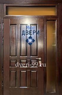 Входная Дверь МДФ шпон с остекленными боковой и верхней вставками №27