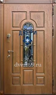 Входная Дверь с МДФ и стеклом с ковкой №47