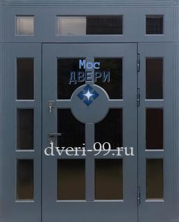 Входная Парадная дверь МДФ (цвет графит) с остекленными вставками №31