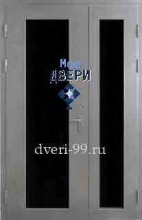 Тамбурная Двухстворчатая техническая дверь со стеклопакетами №17