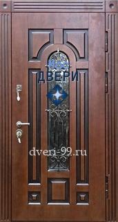  Дверь с МДФ и стеклом с ковкой №131