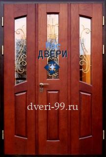 Входная дверь Дверь со стеклом и ковкой, с МДФ №11