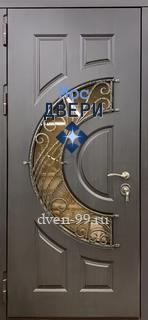  Дверь с МДФ и стеклом с ковкой №62