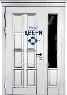 Входная Белая дверь МДФ с боковой остекленной вставкой №25