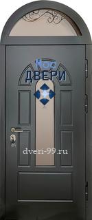 Входная дверь Черная дверь МДФ с остекленной аркой №29