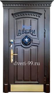 Входная дверь с терморазрывом Дверь МДФ шпон с карнизом и отбойником, терморазрыв №92