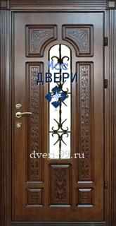  Дверь с МДФ и стеклом с ковкой №128