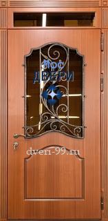  Дверь с МДФ и стеклом с ковкой №51