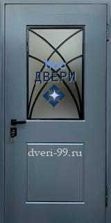 Входная дверь Серая дверь МДФ с остеклением и решеткой №32
