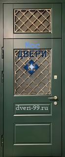 Входная дверь Зеленая МДФ дверь с решеткой №28