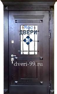 Входная Дверь с МДФ и стеклом с ковкой №132