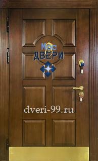 Входная дверь Дверь МДФ шпон с филенчатым рисунком и отбойником, терморазрыв №147