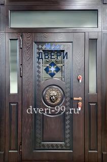 Входная дверь с терморазрывом Парадная дверь МДФ шпон с остекленными вставками и с терморазрывом № 17
