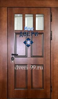Входная дверь Дверь МДФ шпон с тройным стеклопакетом, терморазрыв №142