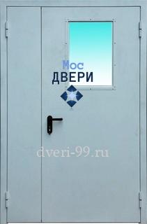 Входная Пожарная двустворчатая дверь со стеклопакетом №22 - ДМПС 2