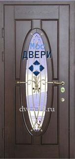 Входная дверь Дверь со стеклом и ковкой, с МДФ №15