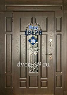 Входная Двупольная дверь с МДФ и верхней вставкой