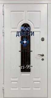  Дверь с МДФ и стеклом с ковкой №48