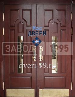 Входная дверь Двустворчатая дверь с зеркалами и отделкой филенчатым МДФ с двух сторон