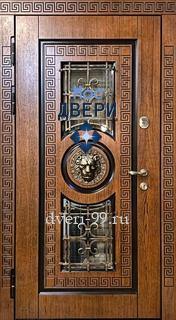Входная дверь Дверь с МДФ в античном стиле (цвет орех) №37
